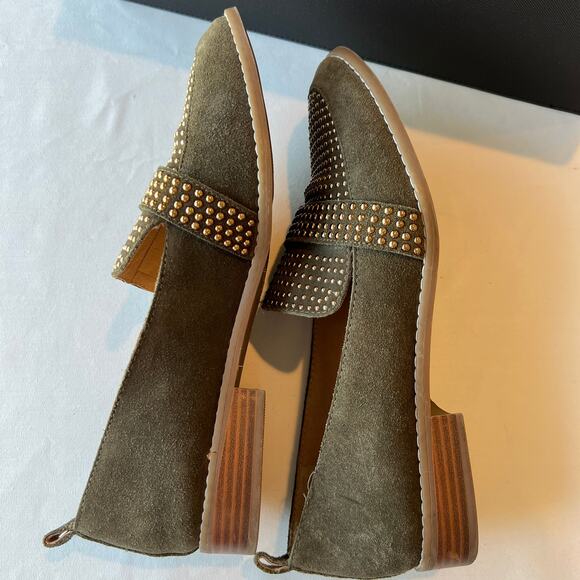 CROWN VINTAGE Lorina - Women's Suede Studded Loafers - Olive Green | Size 8.5 - Picture 5 of 9